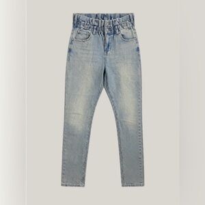 Almost Famous High Waisted Paperbag Waist Skinny Jeans - Light Wash Small